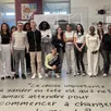 photo  élèves du bac pro accueil et de la classe ulis ont travaillé ensemble afin de faire tomber la barrière du handicap. 