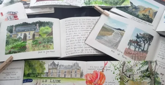 photo  isabelle nicolas maignan expose ses aquarelles et ses carnets à la médiathèque de domfront-en-poiraie (orne) jusqu’au 31 octobre 2025.  &copy;  ouest-france 