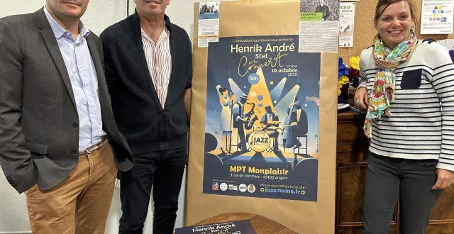 photo  angers, maison pour tous de monplaisir, le 22 septembre 2025. alexis denis-callier, enseignant, laurent koenig, président de jazz maine, et chrystelle coraux, coordinatrice action culturelle à la mtp.  &copy;  co 