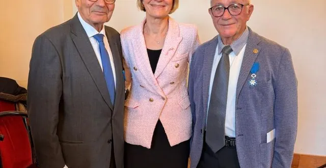 photo  de gauche à droite, jean-luc adda, président de l’association des membres de l’ordre national du mérite ; véronique louwagie, ministre déléguée et jean-claude tripied.  &copy;  ouest-france 