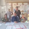photo  sophie portail, philippe trotin, christophe pinto, vincent barrais et chantal buin ont signé la convention de partenariat.  
