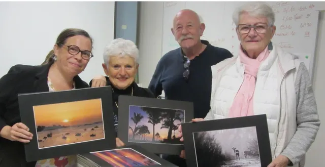 photo  stéphanie grâce, devenue membre récemment ; christiane masson, trésorière ; patrick gilabert, président et marie-claude richomme, membre du club, étaient heureux de recevoir autant de clichés.  &copy;  ouest-france 