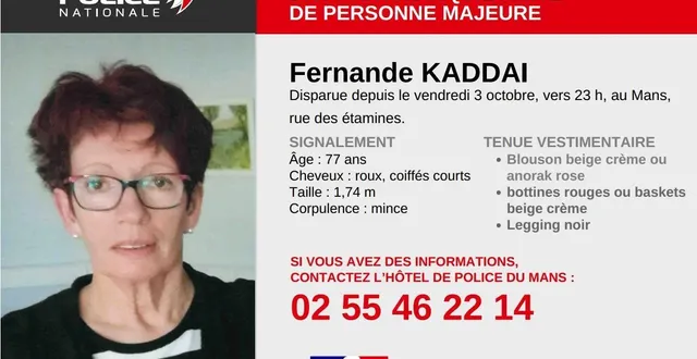 photo  fernande kaddai est portée disparue depuis le vendredi 3 octobre 2025.  &copy;  ddpn 72 