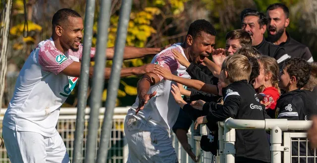 photo  la joie de santy ngom, lors du succès de beaumont contre nort-sur-erdre.  &copy;  arnaud despelchain / ouest-france 