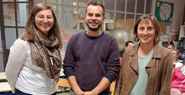 photo  hélène remigereau, présidente de l’apl, romain beaupère, vice-président de l’agec et lucie dersoir, cheffe d’établissement de l’école saint-françois.  &copy;  co 