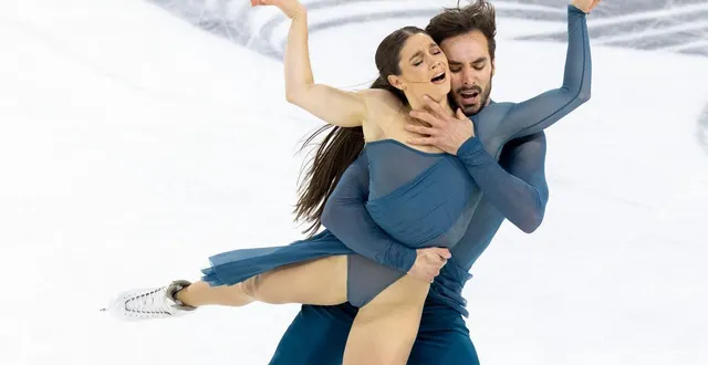 photo  laurence fournier beaudry et guillaume cizeron ont remporté le grand prix de france de danse sur glace, ce dimanche à angers.  &copy;  regine lemarchand 