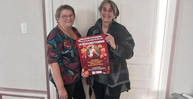 photo  annie beldent, présidente d’anim’ecommoy à gauche et anne ballester adjointe à la mairie de cultur’ecom présentent la fête de l’automne.  &copy;  ouest-france. 