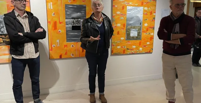 photo  l’artiste armelle chesnel explique le sens de son art.  &copy;  le maine libre 