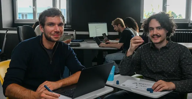 photo  saint-barthélemy-d’anjou, le 15 septembre. fabien fasson et théo hubert veulent passer de 6 à 70 salariés d’ici un an et demi.  &copy;  co - laurent combet 
