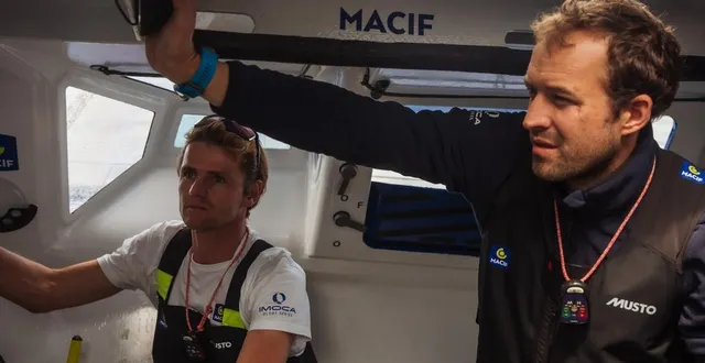 photo  loïs berrehar et sam goodchild visent la victoire sur la transat café - l’or 2025.  &copy;  guillaume gatefait / disobey / macif 