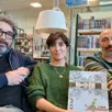 photo  gwen de bonneval, dessinateur et directeur éditorial, la dessinatrice mélanie allag et sébastien rochard, journaliste. 