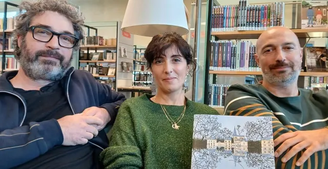 photo  gwen de bonneval, dessinateur et directeur éditorial, la dessinatrice mélanie allag et sébastien rochard, journaliste.  &copy;  ouest-france 