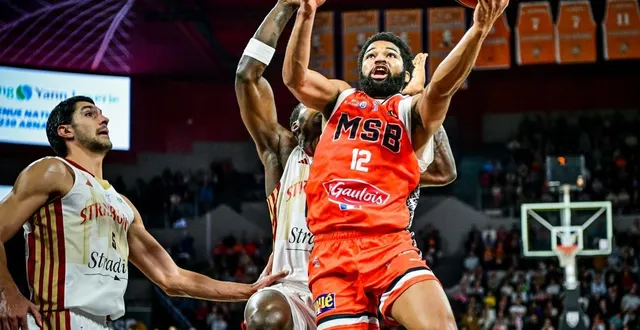 photo  les 16 points de trevor hudgins (balle en main), n’ont pas suffi aux manceaux pour l’emporter.  &copy;  photo : le maine libre - yvon loué 