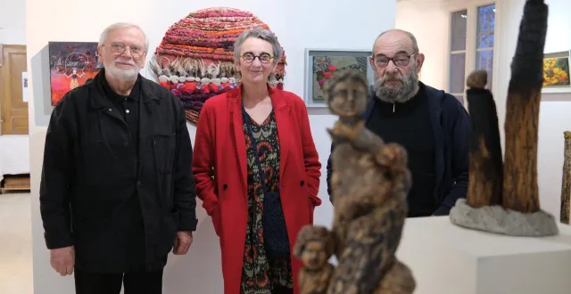 photo  jean boccacino, france do, dominique chrétien et noël boccacio (absent sur la photo) sont les quatre artistes à apporter leurs couleurs d’automne à cette exposition.  &copy;  ouest-france 