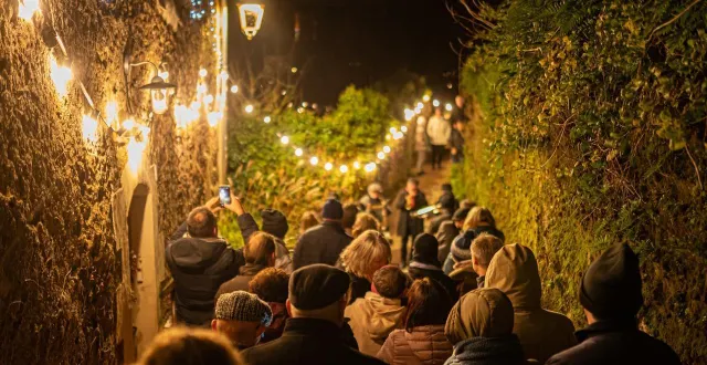 photo  le village de saint-florent-le-vieil (mauges-sur-loire) tout illuminé.  &copy;  loïc pierrois 
