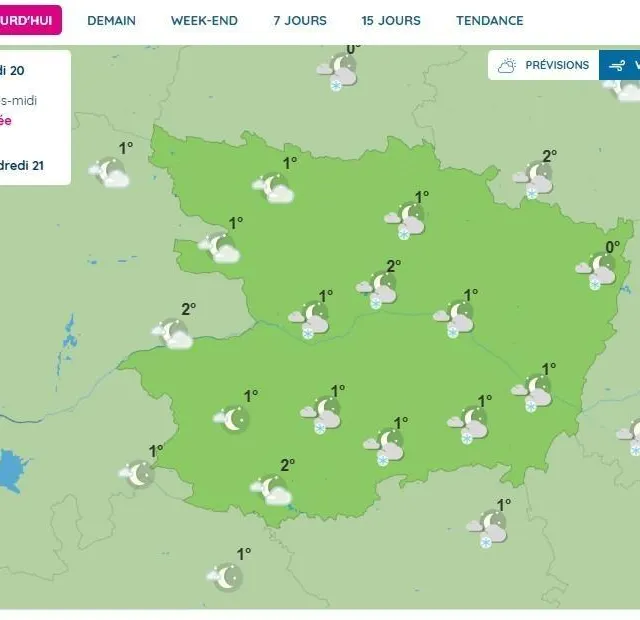 photo les prévisions de météo-france pour la soirée de ce jeudi 20 novembre.  ©  capture d'écran : météo france