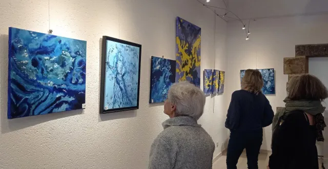 photo  un voyage au travers des différentes nuances de bleu, proposé par marie-claire brunet à la médiathèque.  &copy;  ouest-france 