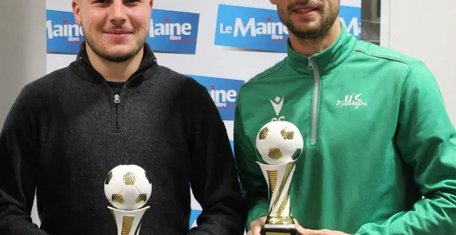 photo  tanguy lanoë et charly coudroux sont les lauréats des étoiles du maine libre en d1 et en r3 pour les mois de septembre et octobre 2025. ils ont reçu leur trophée à la rédaction, mardi 25 novembre 2025.  &copy;  le maine libre 