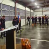 photo éric morin, chef de centre depuis un an devant ses 28 pompiers de la caserne d’écouché les vallées