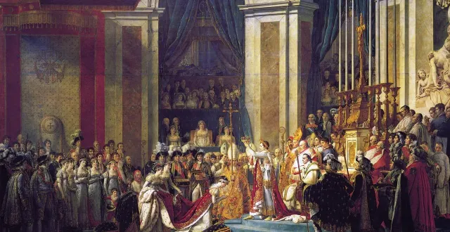 photo  le sacre de napoléon par jacques-louis david (1808, musée du louvre).  &copy;  illustration : wikimedia commons 