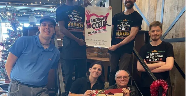 photo  restos du cœur et les 3 brasseurs motivés par une nouvelle campagne de collecte pour noël.  &copy;  ouest-france. 
