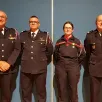 photo corinne chausson entourée du capitaine et chef de centre didier pavé, du lieutenant-colonel letellier, président de l’union départementale et du capitaine boutroy lors de la remise de sa médaille de bronze.