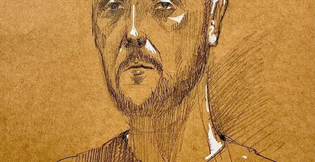 photo  gino gautier, ex-patron du bar la mi-temps à angers, jugé par la cour criminelle de maine-et-loire.  &copy;  dessin co 