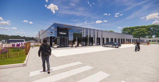 photo  les travaux du futur site de l’entreprise parker viennent de démarrer à avrillé à la baratonnière, près de la rocade angers-rennes.  &copy;  parker 