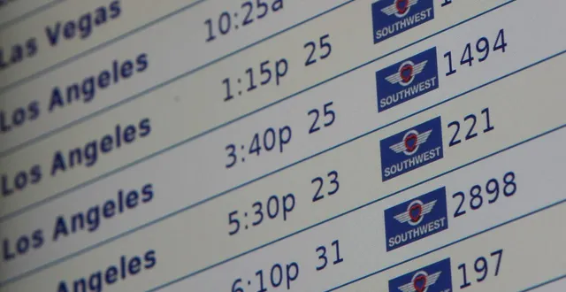 photo  un tableau d’affichage des vols de la compagnie southwest airlines à san francisco. photo d’illustration.  &copy;  justin sullivan/getty images via afp archives 