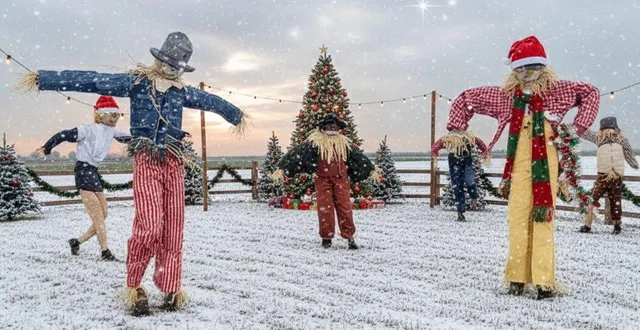 photo  épouvantails, noël.  &copy;  archives le maine libre 