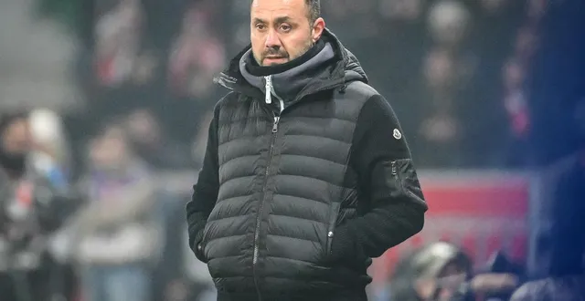 photo  roberto de zerbi lors de la défaite (1-0) de l’om contre lille.  &copy;  matthieu mirville / afp 