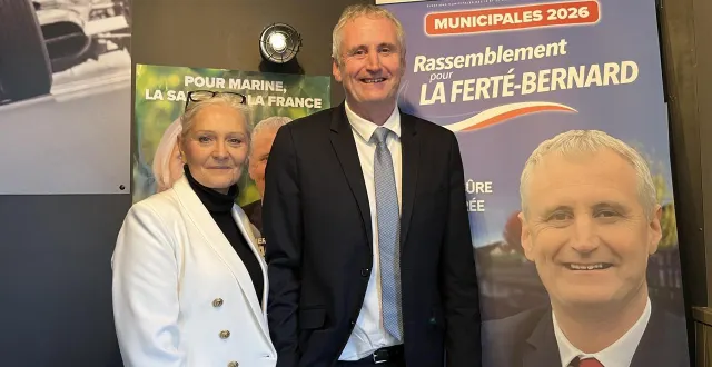 photo  la ferté-bernard, samedi 6 décembre 2025. pierre vaugarny a été désigné tête de liste rn à la ferté-bernard pour les élections municipales de mars 2026 par marie-caroline le pen, déléguée départementale du parti en sarthe.  &copy;  le maine libre – thomas négrier 