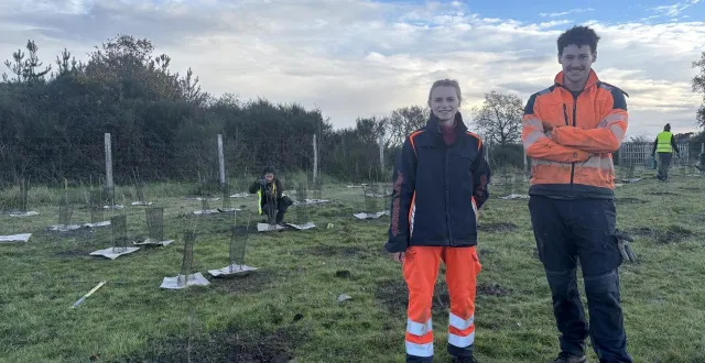 photo  l’équipe s’active à la plantation sous la supervision de chloé cagnat et ennio chasson-raveneau  &copy;  ouest-france 