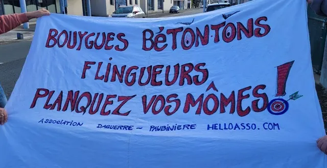 photo  une des banderoles visibles dans le quartier contre le projet de bouygues immobilier.  &copy;  co 