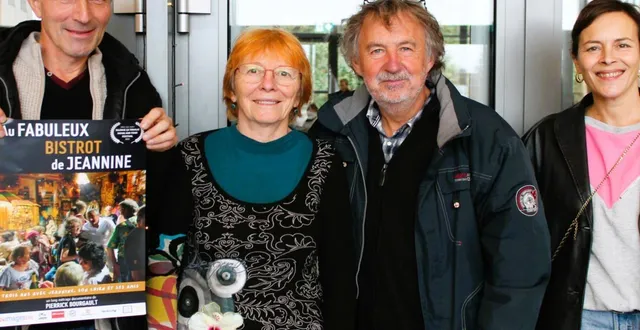 photo  pierrick bourgault, monique duclos-grenier, gilles cousin et armelle deutsch, réalisatrice et comédienne.  &copy;  le maine libre 