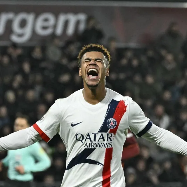 photo désiré doué après son but face à metz.  ©  jean-christophe verhaegen / afp