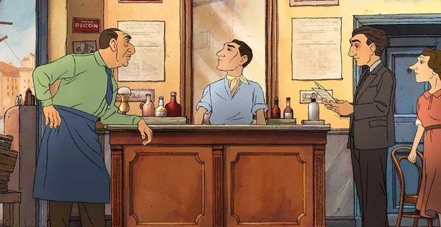 photo  les discussions vont bon train au bar .  &copy;  « marcel et monsieur pagnol » 