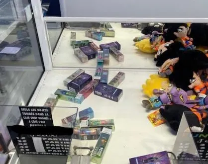 photo  des puffs faisaient partie des lots à gagner dans les appareils à pince de la foire saint-martin, à angers.  &copy;  préfecture de maine-et-loire 