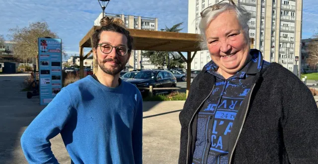 photo  les ponts-de-cé, jeudi 18 décembre 2025. virgile berthault, 27 ans, et florence raymond-augier, 67 ans, formeront le binôme de tête de la liste les ponts-de-cé populaire et citoyenne.  &copy;  co 