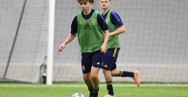 photo  vincent seger ibrahimovic avec les u15 suédois en 2024.  &copy;  jessica gow / tt news agency via afp 