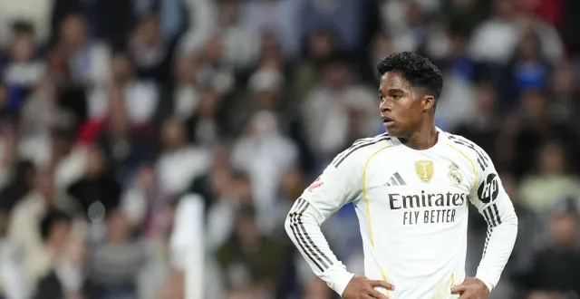 photo  le brésilien endrick lors du match de liga entre le real madrid et valence, le 1er novembre 2025.  &copy;  jose breton/nurphoto via afp 