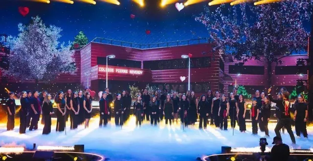 photo  les jeunes choristes saboliens  sur la scène du royal palace.  &copy;  image france 3 