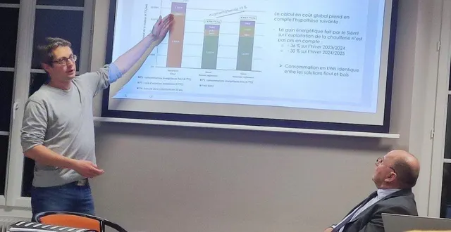 photo  pierre uzureau et jean-luc davy du siemel sont venus justifier de la hausse de 12 % du coût du chauffage de l’école et de la mairie.  &copy;  ouest-france 