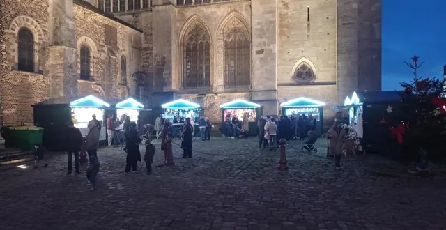 photo  la féerie de noël au pied de la cathédrale du mans grâce à ce marché de la nouvelle commune libre de la cité plantagenêt.  &copy;  ouest-france 