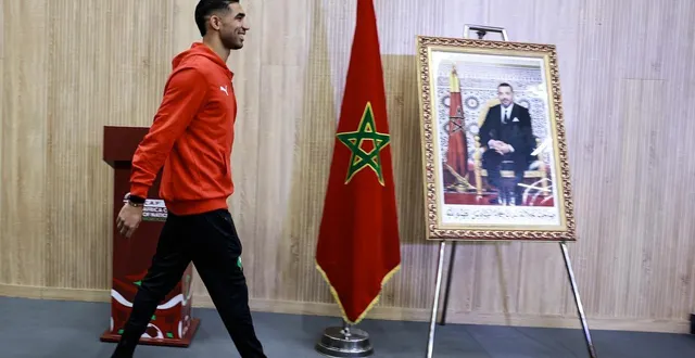 photo  le défenseur du maroc, achraf hakimi, se présente en conférence de presse au stade prince moulay abdellah de rabat, le 20 décembre 2025, avant le début de la coupe d’afrique des nations (can).  &copy;  abdel majid bziouat / afp 