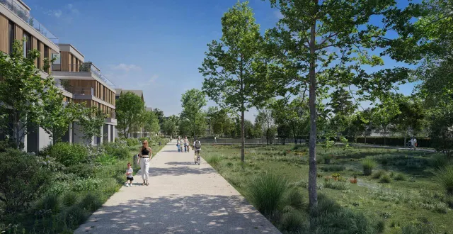 photo  les « boires végétales » sépareront le nouveau quartier les hauts de loire, à gauche, du quartier de la chesnaie, à droite sur l’image.  &copy;  image de synthèse alter public 