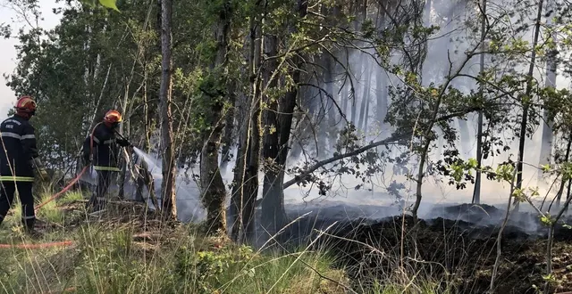 photo  les sapeurs-pompiers en juillet 2022 sur l’incendie touchant mulsanne et téloché, qui avait brûlé 330 hectares de végétation.  &copy;  archives le maine libre 