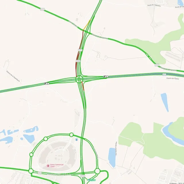 photo le point sur la circulation à 9 h 05.  ©  mappy