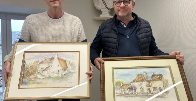 photo  en plus de deux aquarelles, martial simonnet de kermarec, président de l’association des amis de louis simon, a fait un don de 54 600 € à la commune de la fontaine-saint-martin.  &copy;  ouest-france 