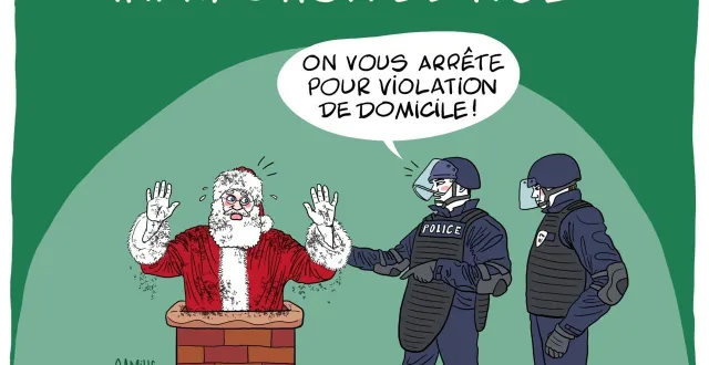 photo  pour mener à bien sa mission, le père noël multiplie les infractions.  &copy;  photo : illustration camille skrzynski 